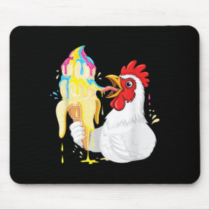 Funny Chicken Eating Banana Ice Cream Dripping Car Mouse Pad