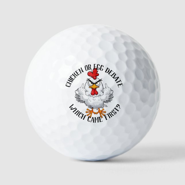 Funny Chicken Egg Debate Personalized  Golf Balls (Front)