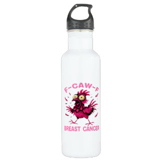 Funny Chicken F-Caw-F Breast Cancer Awareness Vint 710 Ml Water Bottle