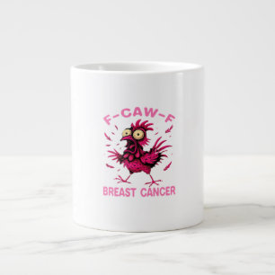 Funny Chicken F-Caw-F Breast Cancer Awareness Vint Large Coffee Mug