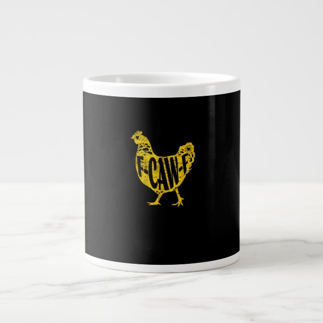 Funny Chicken F-Caw-F Hen Poultry Rooster Coop Large Coffee Mug (Front)