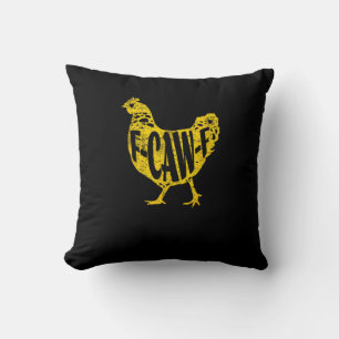 Funny Chicken F-Caw-F Hen Poultry Rooster Coop Throw Pillow
