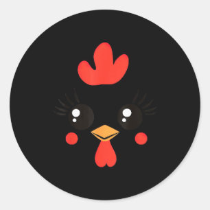 Funny Chicken Face Halloween  Classic Round Sticker