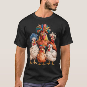 Funny Chicken Family Colorful Farm Animal T-Shirt