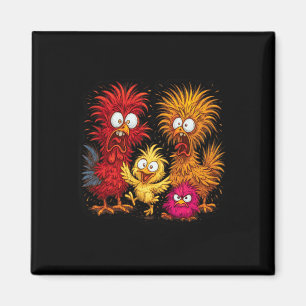 Funny Chicken Family, Crazy Chicken Cartoon Graphi Magnet