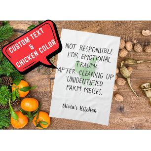 Funny Chicken Farm Owner Custom Name Green Black Kitchen Towel