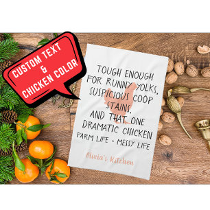 Funny Chicken Farm Owner Custom Name Orange Black Kitchen Towel