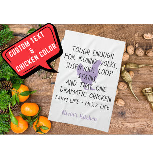 Funny Chicken Farm Owner Custom Name Violet Black  Kitchen Towel