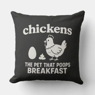Funny Chicken Farm Sign - The Pet That Poops Break Throw Pillow