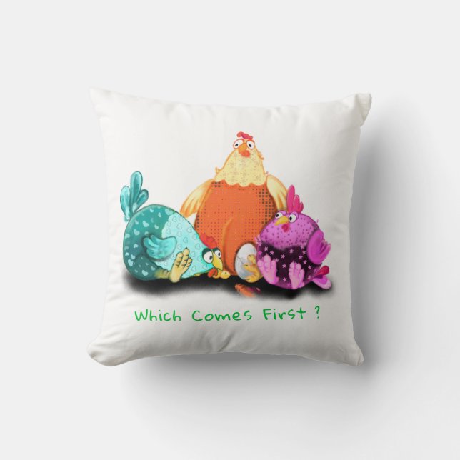 Funny Chicken Farm Throw Pillow - Custom Text (Front)