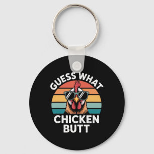 Funny Chicken Farmer Farming Guess What Chicken Bu Keychain