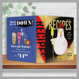 Funny chicken faux magazine recipe cookbook binder