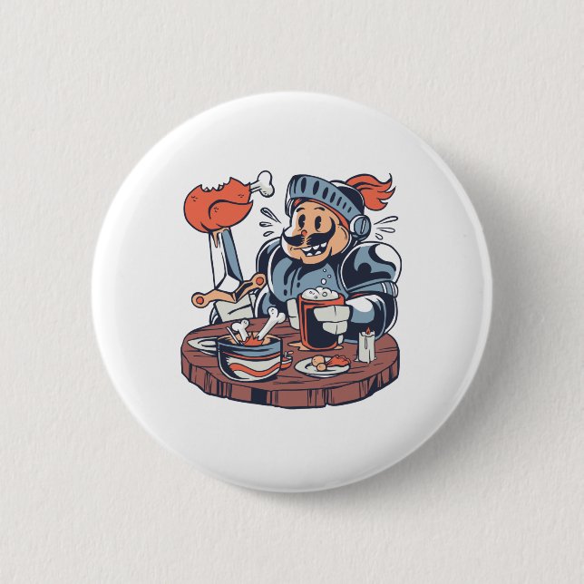 Funny Chicken Food Pun 2 Inch Round Button (Front)