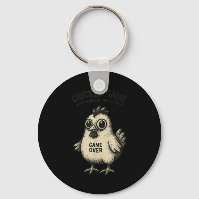 Funny Chicken Game Graphic Tee Men Women Teens Boy Keychain (Front)