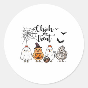 Funny Chicken Halloween Chick Or Treat Women Men K Classic Round Sticker