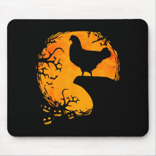 Funny Chicken Halloween Moon Silhouette Soky Chick Mouse Pad