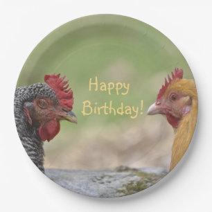 Funny Chicken Happy Birthday Paper Plate