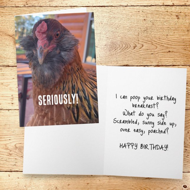 Funny Chicken Head Close-Up Photograph Card (humorous chicken template greeting card cover and inside)