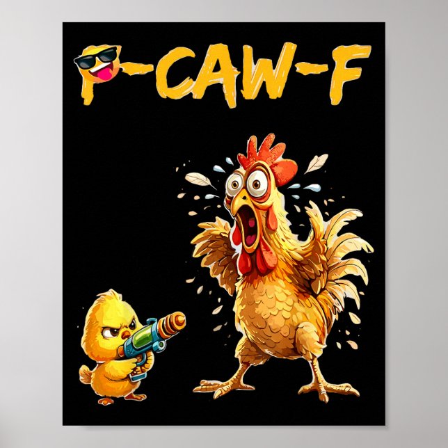 Funny Chicken Humor Quote Rooster Meme Caw F For M Poster (Front)