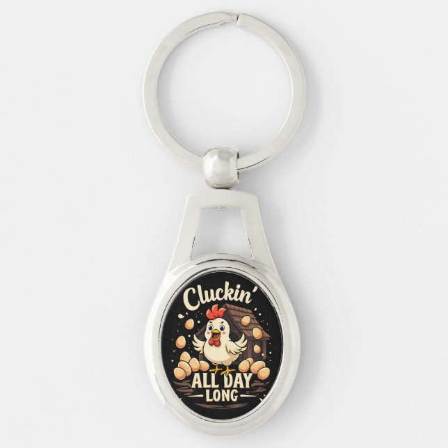 Funny Chicken Humour Rustic Farm Life Keychain (Front)