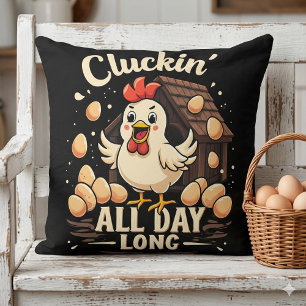 Funny Chicken Humour Rustic Farm Life Throw Pillow