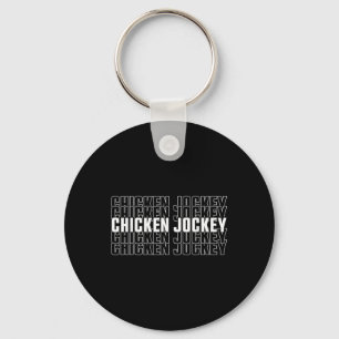 Funny Chicken Jockey Stacked Repeat Font Fun Gag M Keychain