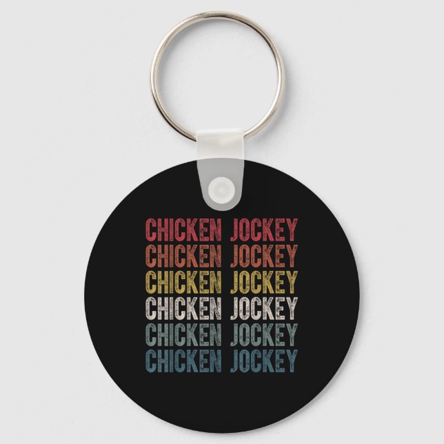 Funny Chicken Jockey Stacked Repeat Font Fun Gag M Keychain (Front)