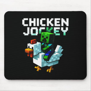 Funny Chicken Jockey Zombie Pixel Art Gamer Shirt  Mouse Pad