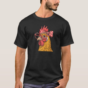 Funny Chicken Lady Rooster Hen Wearing Bandana Wom T-Shirt