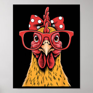 Funny Chicken Lady Rooster Hen Wearing Ndana Women Poster