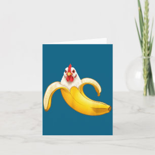 Funny Chicken Lovers Banana Boys Illustration Card
