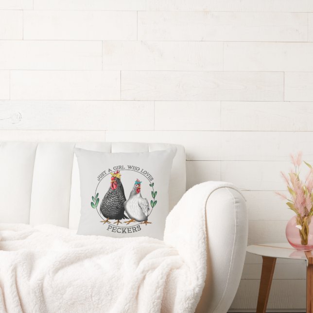 funny chicken lovers word art throw pillow (Couch)