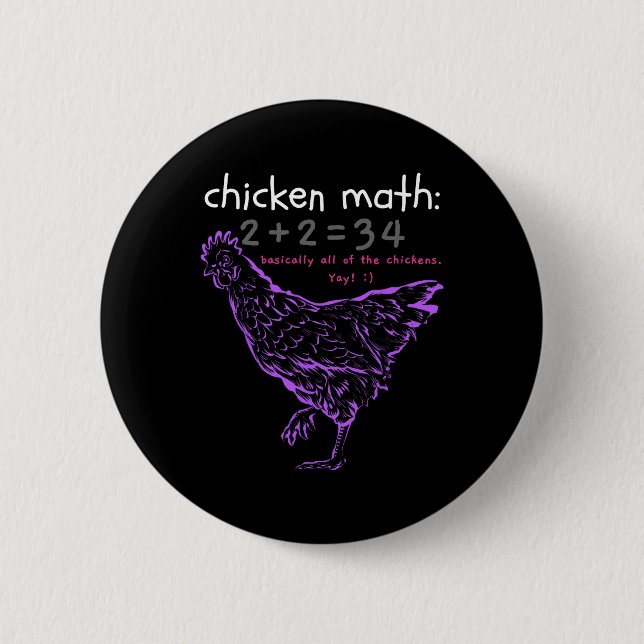 Funny Chicken Math  2 Inch Round Button (Front)