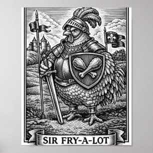 Funny Chicken Medieval Knight Sir-fry-a-lot Chicke Poster