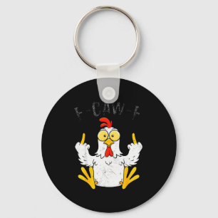 Funny Chicken Middle Finger F-caw-f Rooster Meme  Keychain