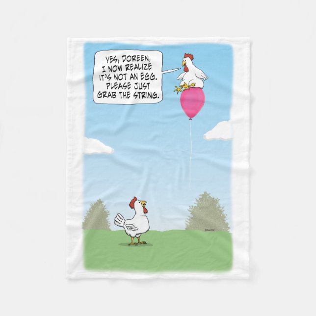 Funny Chicken Mistakes Balloon for Egg Fleece Blanket (Front)