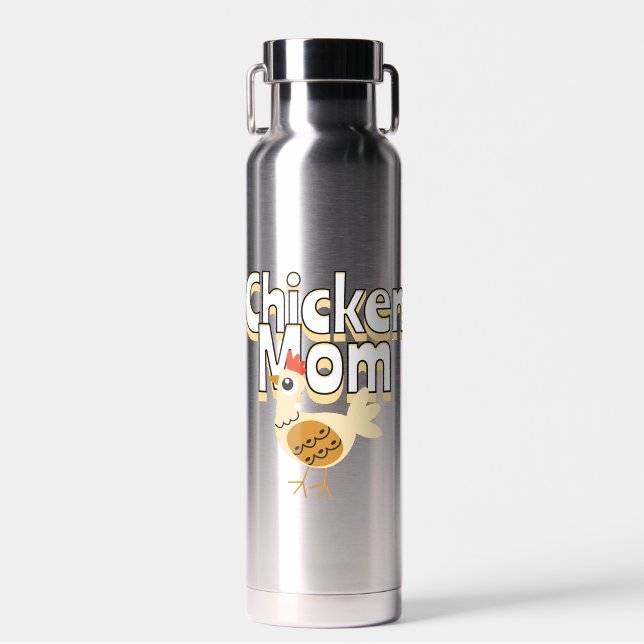 Funny Chicken Mom Personalized Water Bottle (Front)