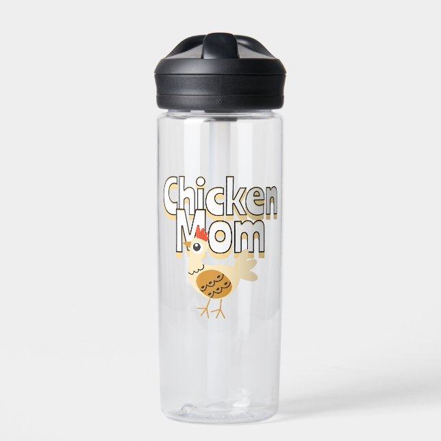 Funny Chicken Mom Personalized Water Bottle (Front)
