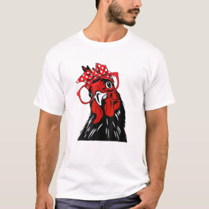 Funny Chicken Mom With Bandana Headband And Glasse T-Shirt