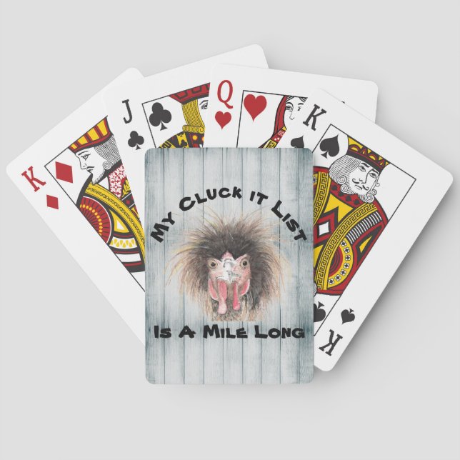Funny Chicken - My Cluck It List is a Mile Long Playing Cards (Back)