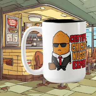 funny chicken nugget expert add monogram Two-Tone coffee mug