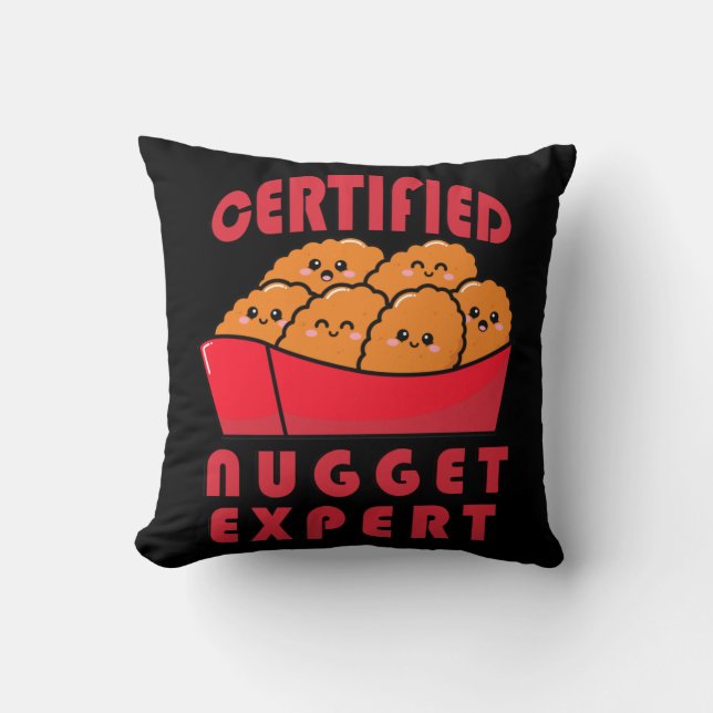 Funny Chicken Nugget Expert Nug Life Throw Pillow (Front)