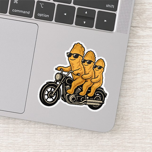 Funny Chicken Nuggets Riding a Motorcycle (Detail)