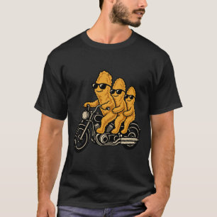 Funny Chicken Nuggets Riding a Motorcycle T-Shirt