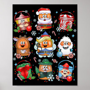 Funny Chicken Nuggets Santa Claus Reindeer Merry C Poster
