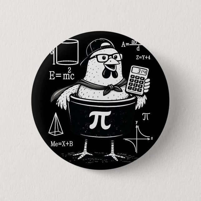 Funny Chicken Pot Holding Calculator Math Teacher  2 Inch Round Button (Front)