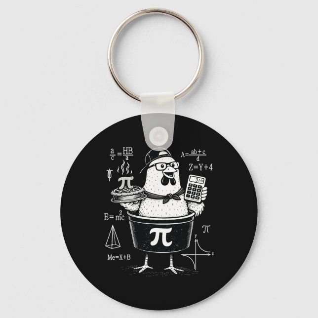 Funny Chicken Pot Holding Calculator Math Teacher  Keychain (Front)