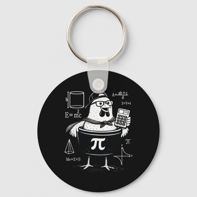Funny Chicken Pot Holding Calculator Math Teacher  Keychain (Front)