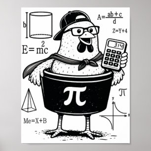 Funny Chicken Pot Holding Calculator Math Teacher  Poster