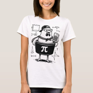 Funny Chicken Pot Holding Calculator Math Teacher T-Shirt